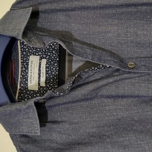 Denim & Flower men's casual button-down shirt. Color Denim. Size large.